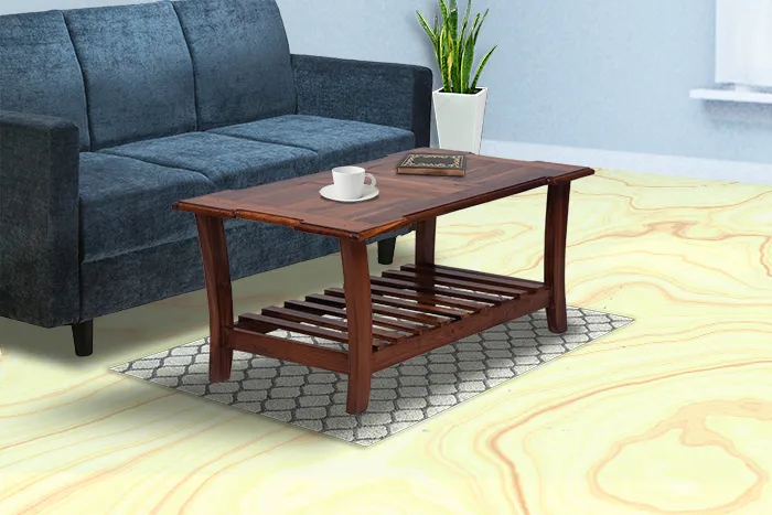 VIVDeal Glass Teak Center Table 4